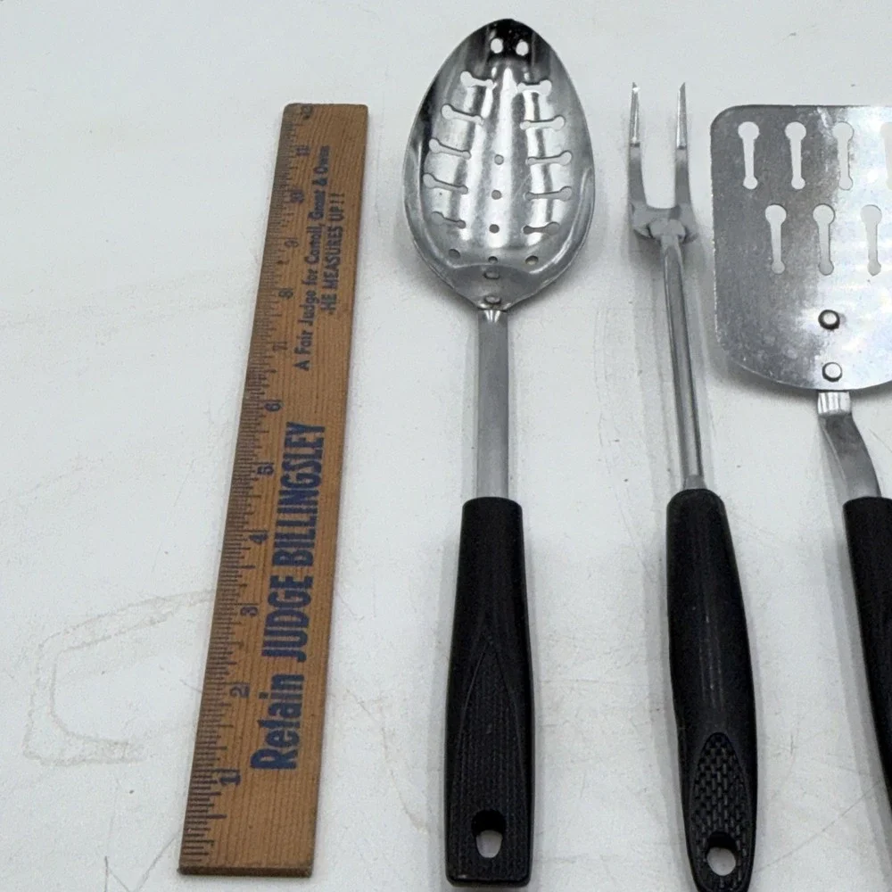 Ekco Kitchen Utensil Set USA Chrome Black Handles VTG Chromium Plated MCM